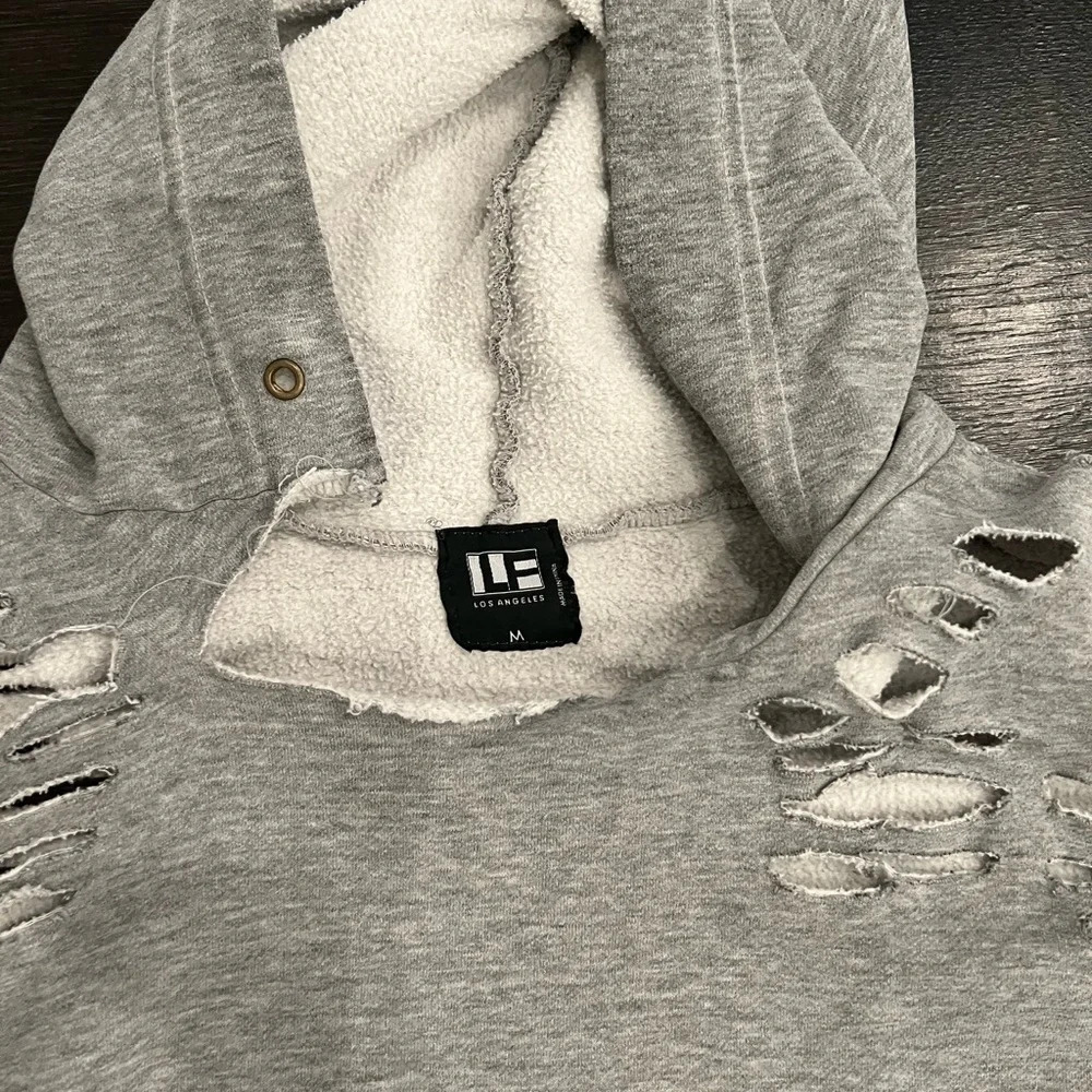 LF The Brand Logo Distressed Destroyed Vintage Look Hoodie - Picture 2 of 6